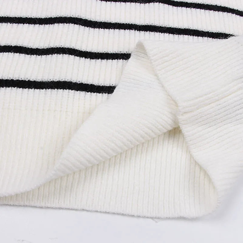 Casual Stripe Jacquard Sweater Top