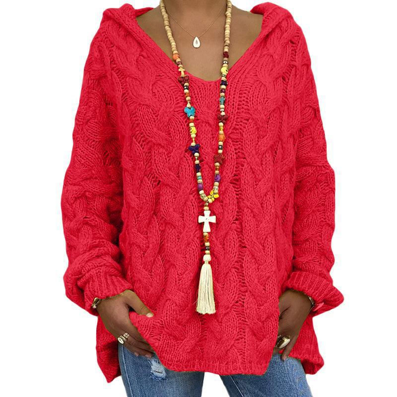 Women's Solid Color Hooded Sweater