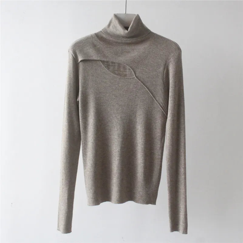 Criss Cross Turtleneck Long Sleeve Knit Top