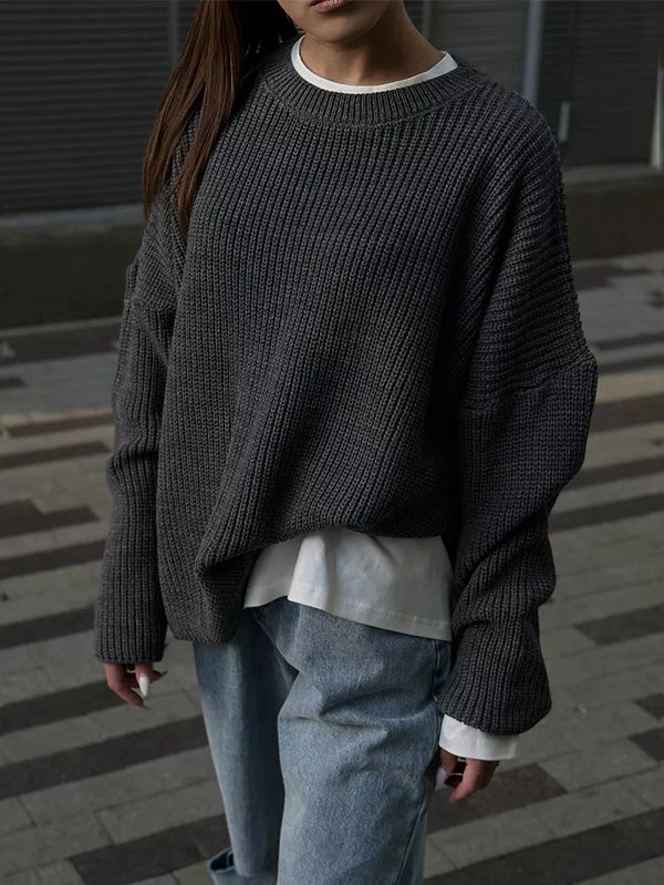 Casual Solid Color Loose Warm Sweater