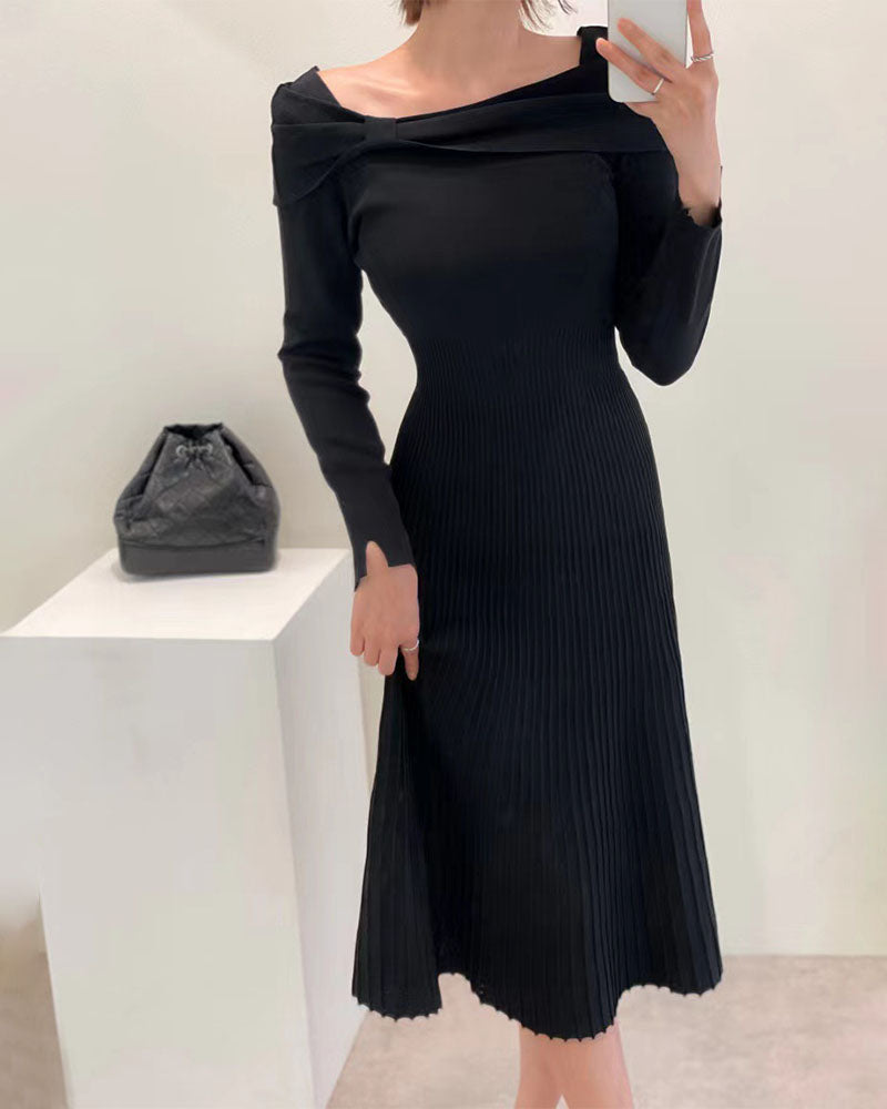 French Design Bow Minimalist Slim Dress