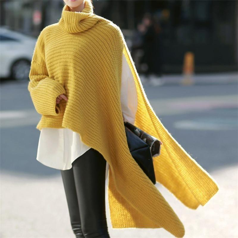 Fashion Week Irregular Sweater Cape