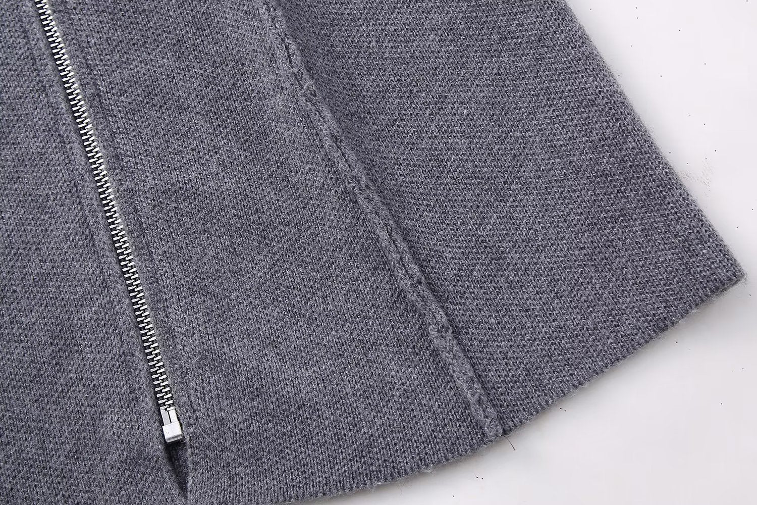 Zip Down Piping Short Sweater Dress
