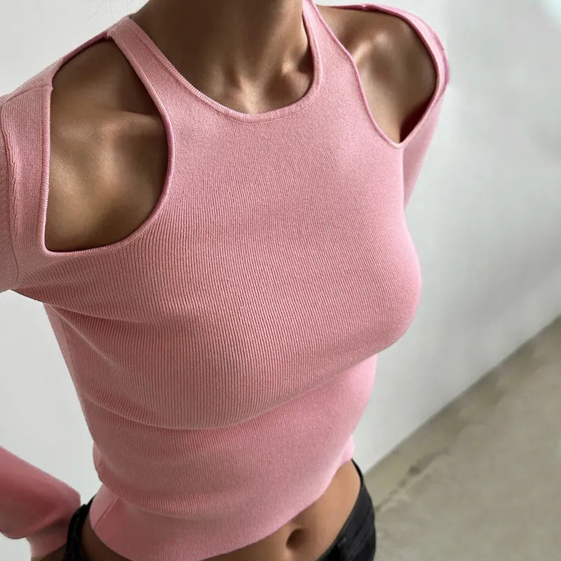 Navel-baring hot girl long-sleeved top