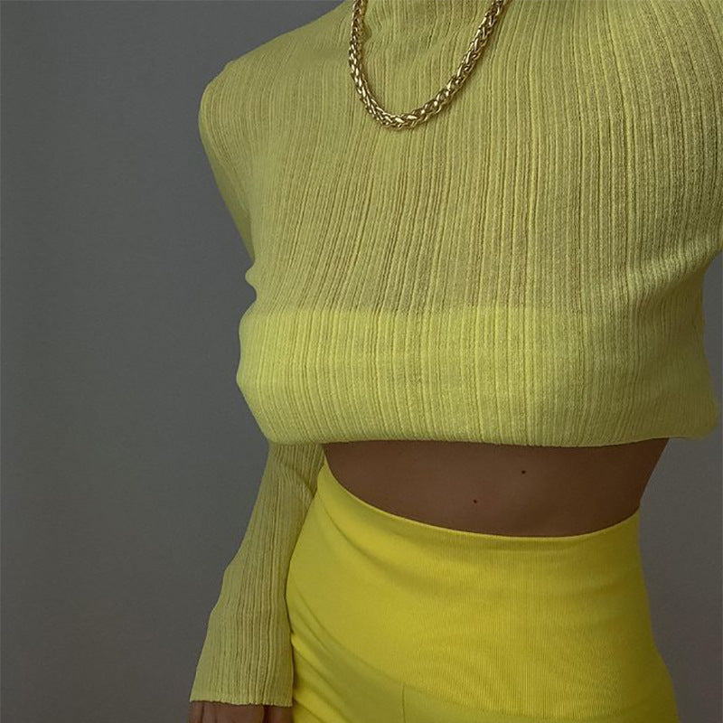 Sexy Mesh High -neck Tops