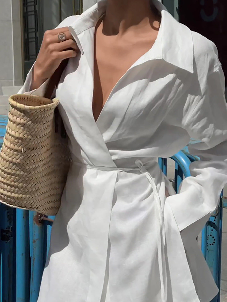 Leisure Versatile White Cotton Shirt