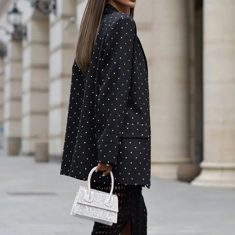 Fashion Polka Dot Lapel Long-Sleeved Blazer