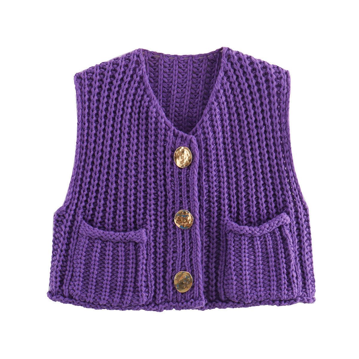 Stylish V-Neck Three-Button Sleeveless Waistcoat