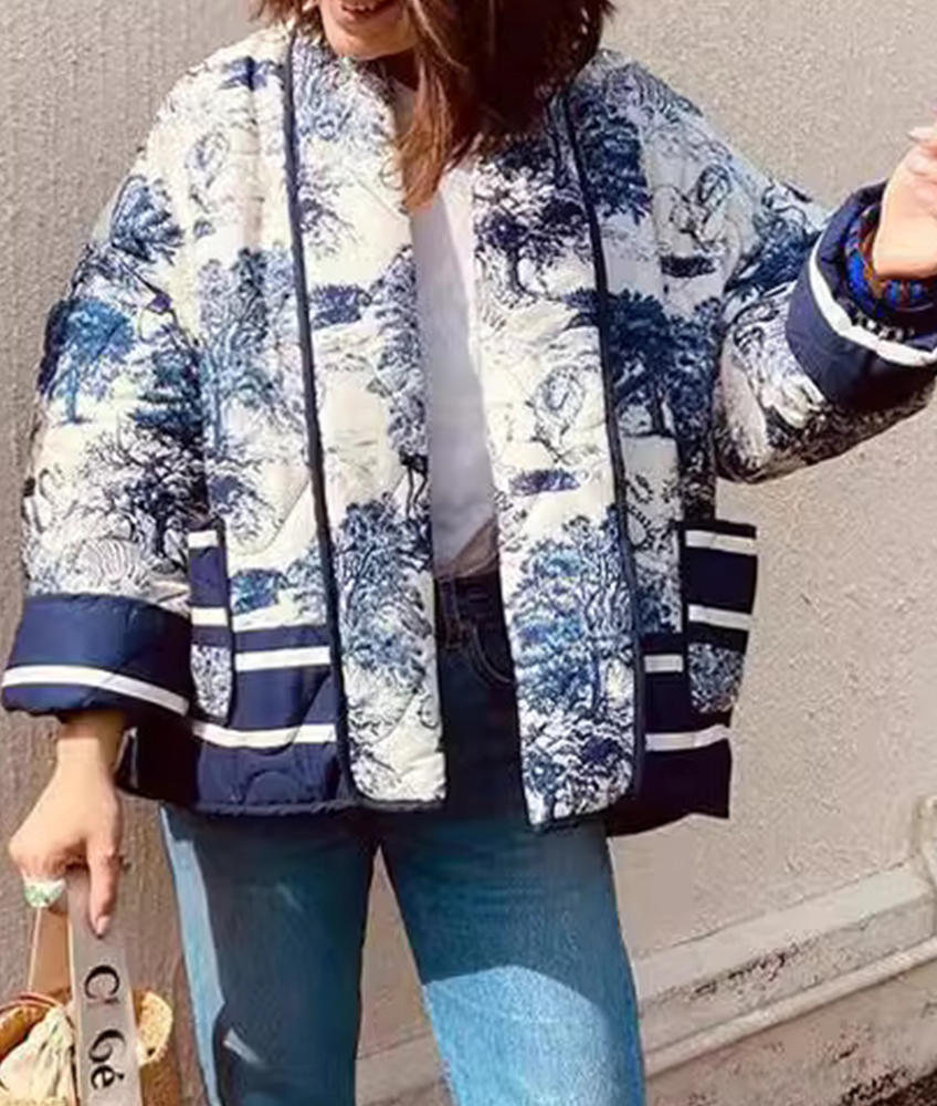 Border Printed Cotton-padded Jacket