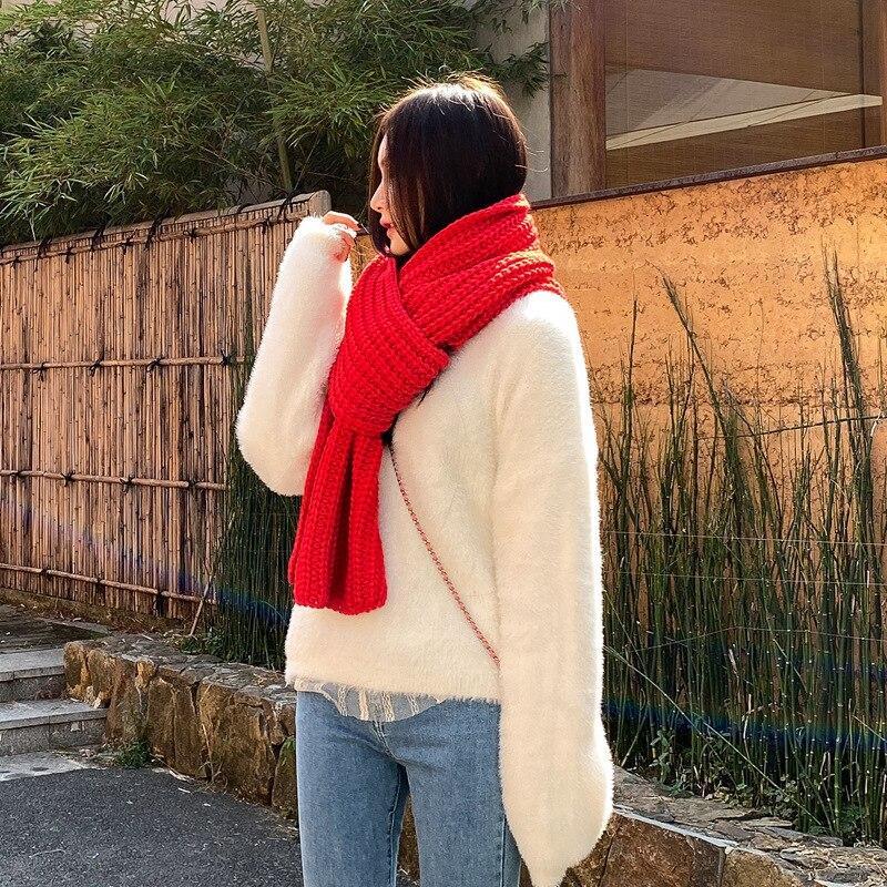 Winter Thick Warm Knitted Khaki Kadies Scarves Korean Yellow Female Knitting Scarf