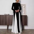 Chic Contrast Color Long Sleeve Elegant Dress
