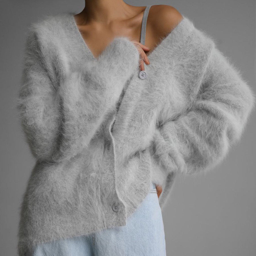 Stylish Loose Solid Color Cardigan Sweater
