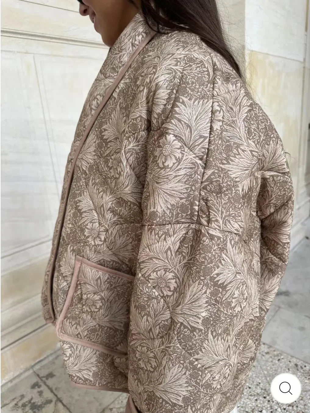 Border Printed Cotton-padded Jacket