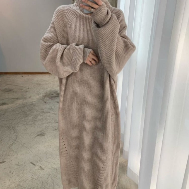 Casual straight sleeve knit dress