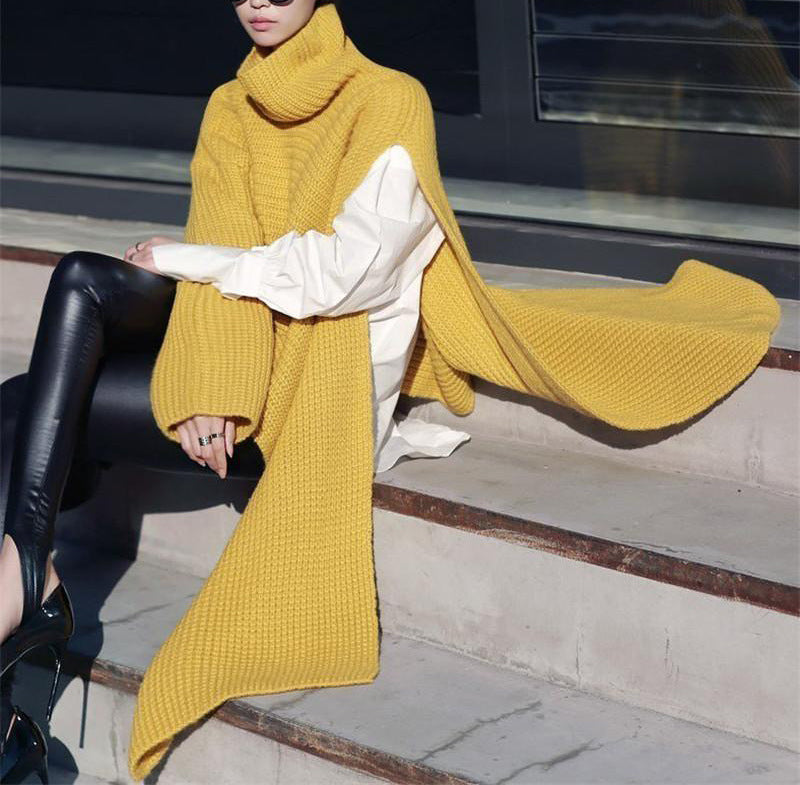 Fashion Week Irregular Sweater Cape