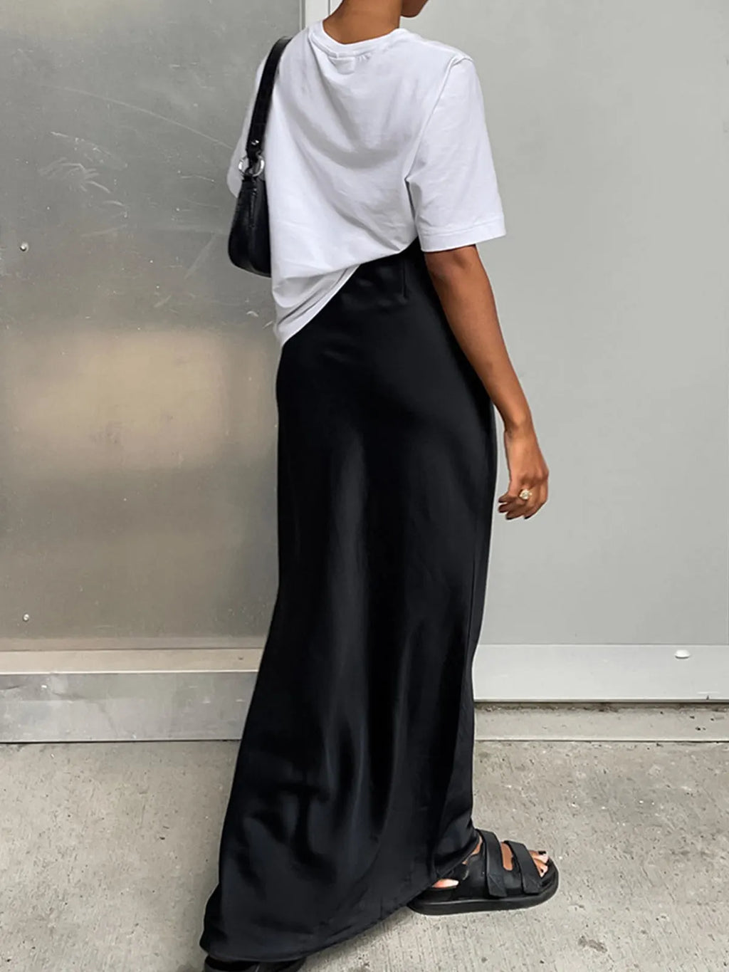 Utility Satin Long Skirt