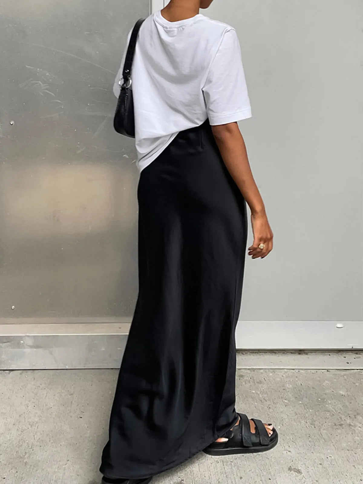 Utility Satin Long Skirt