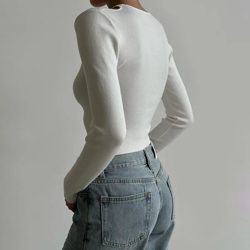 Navel-baring hot girl long-sleeved top