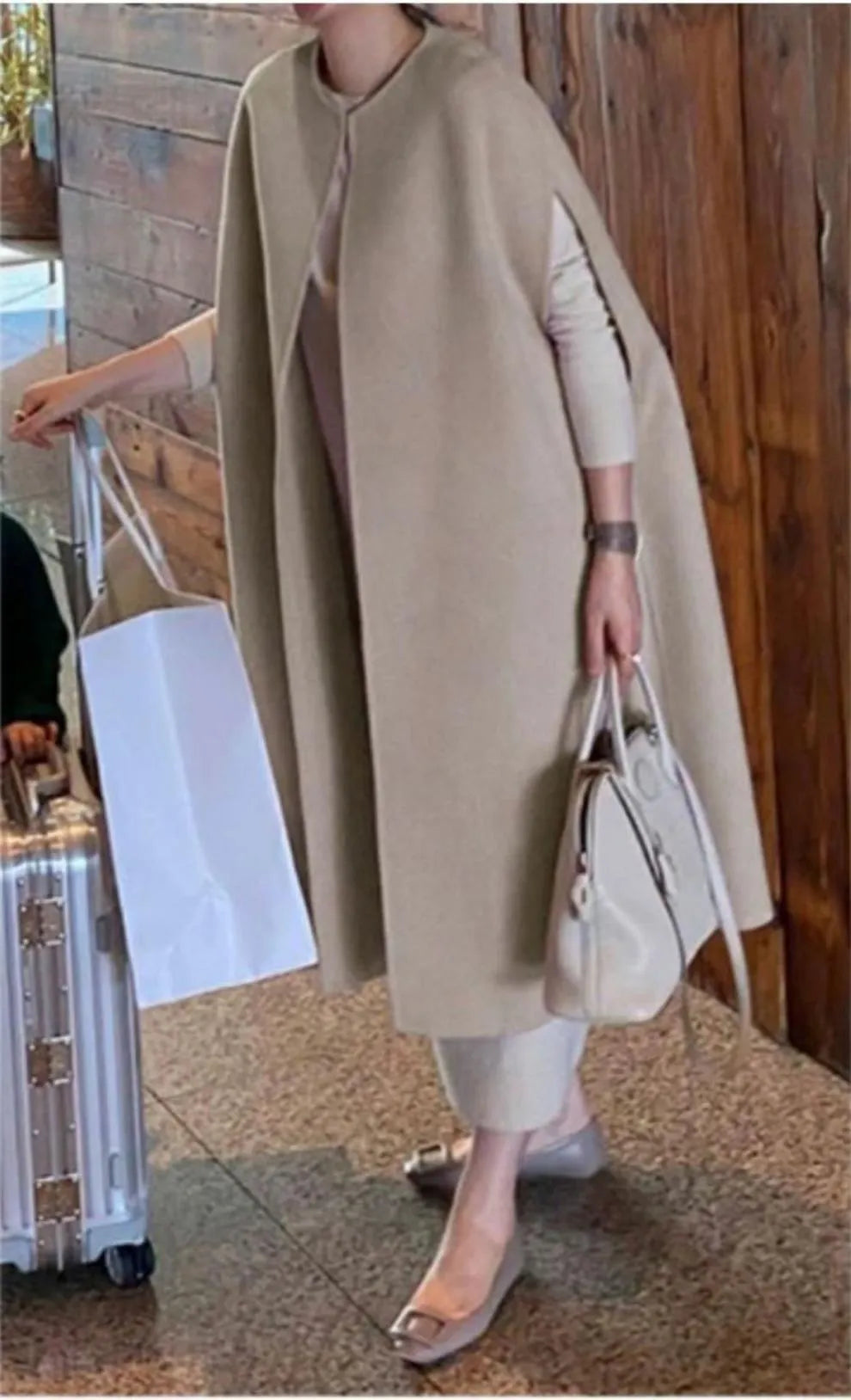 Cape Design Loose Batwing Coat