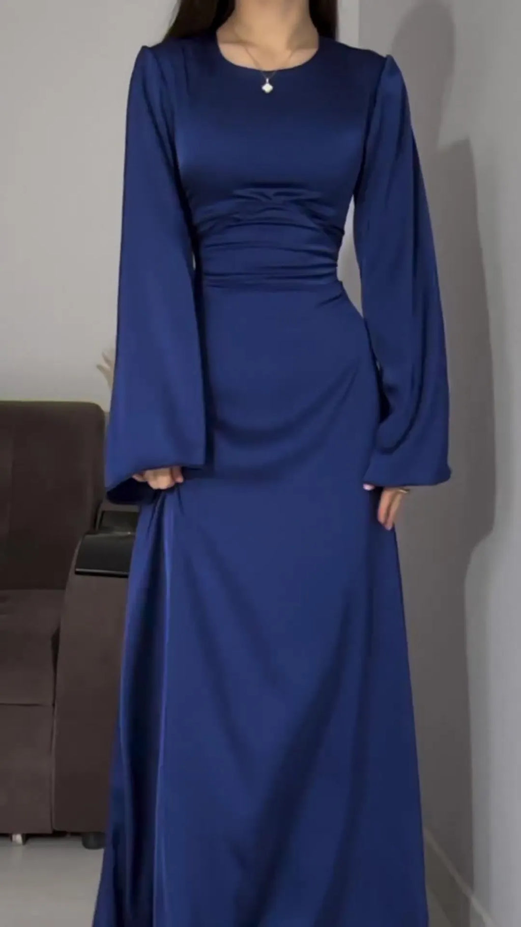 Elegant Silk Solid Color Maxi Dress