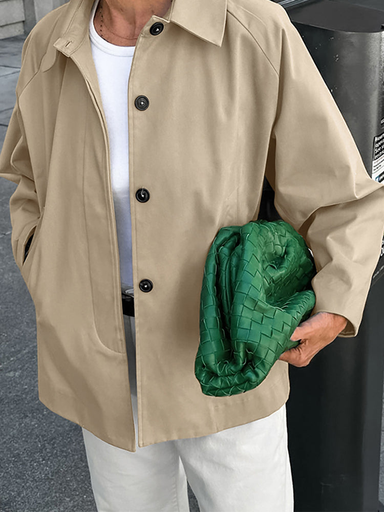 Casual French Lapel Solid Color Jacket