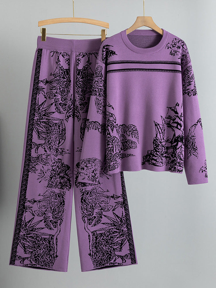 Ink Print Sweater Pants Set