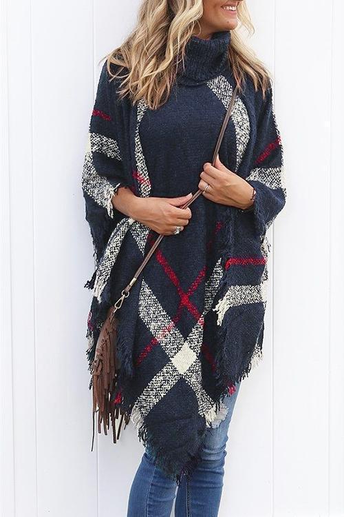 Cerilush Burberry Lattice Cloak Poncho Sweater