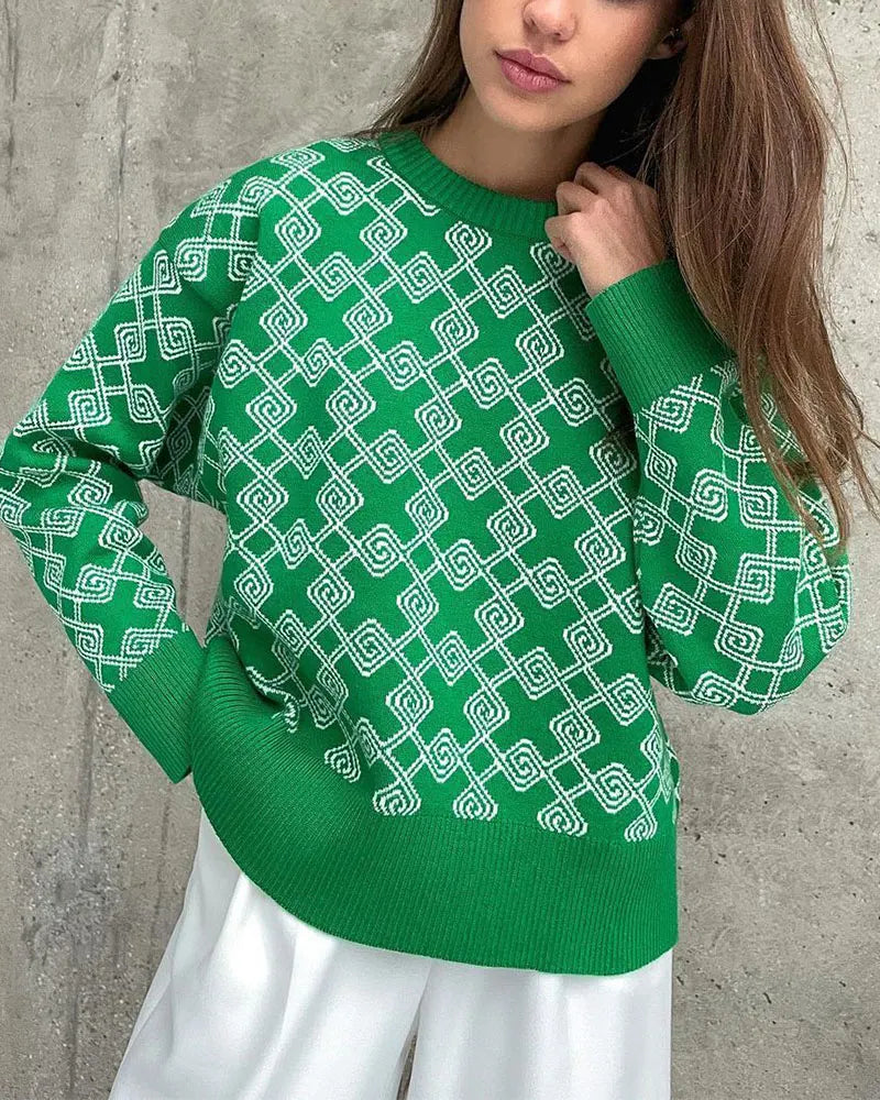 Chic on-trend jacquard sweater