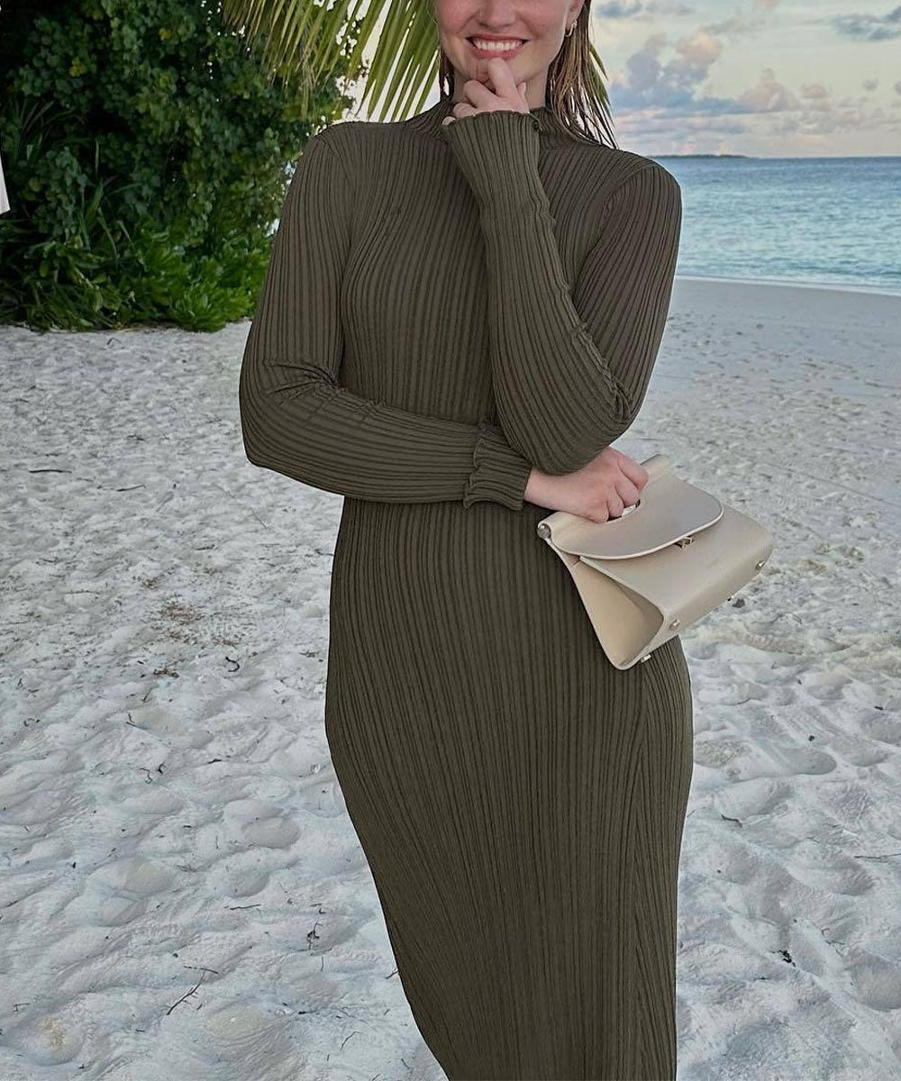 Ruffled Edge Slimming Knitted Dress