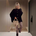Casual Metal Button Bat-sleeve Sweater Cardigan