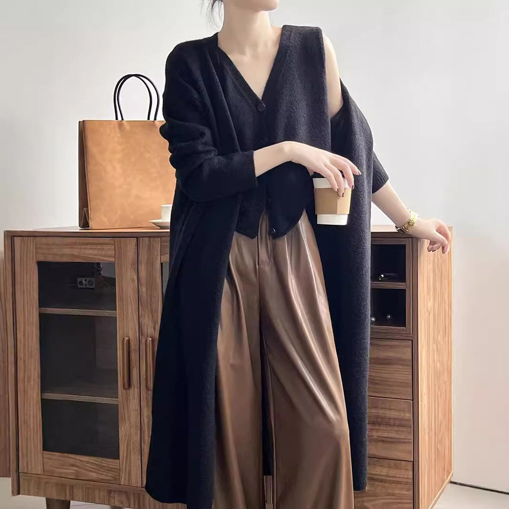 Stylish Soft Knitted Cardigan Vest Two-piece Set