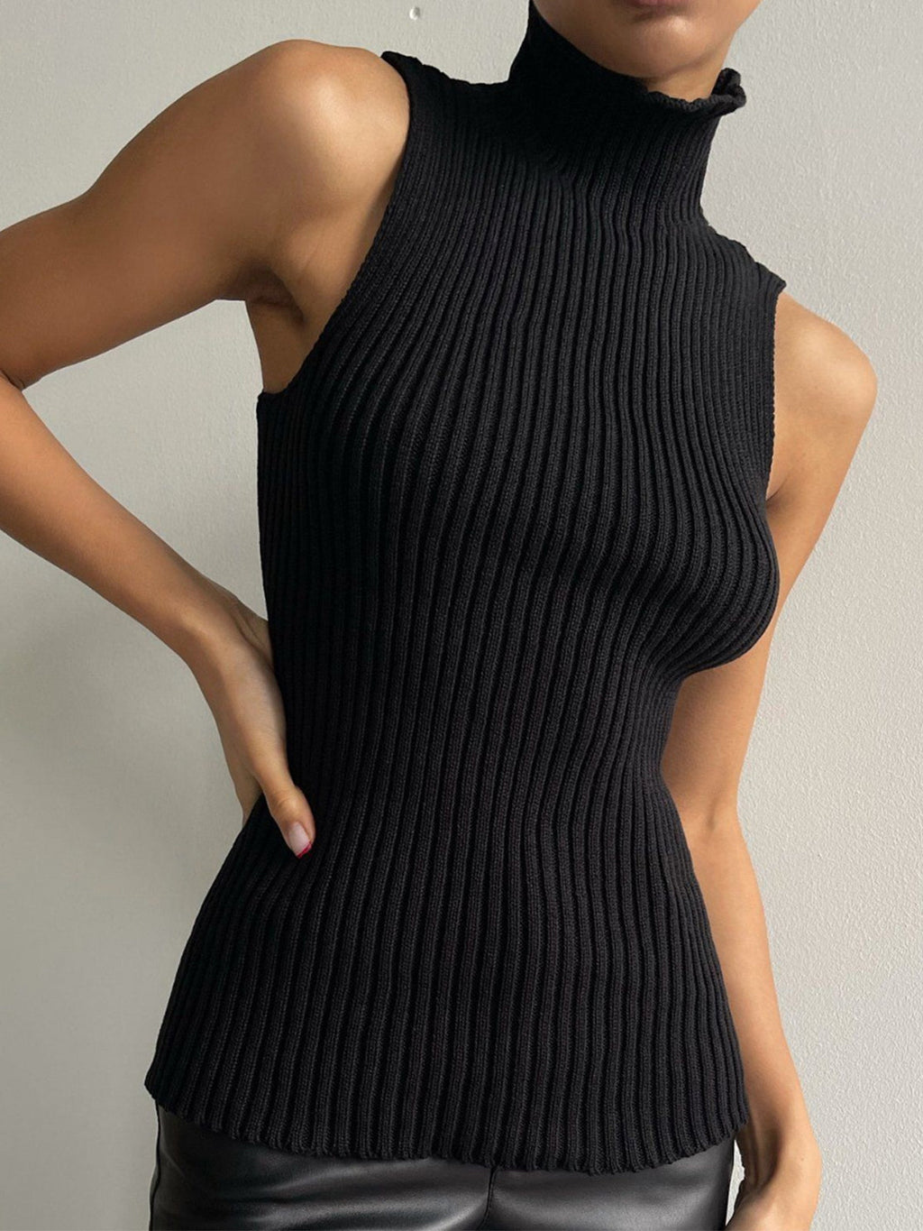 Minimalist Mockneck Rib Tank Top