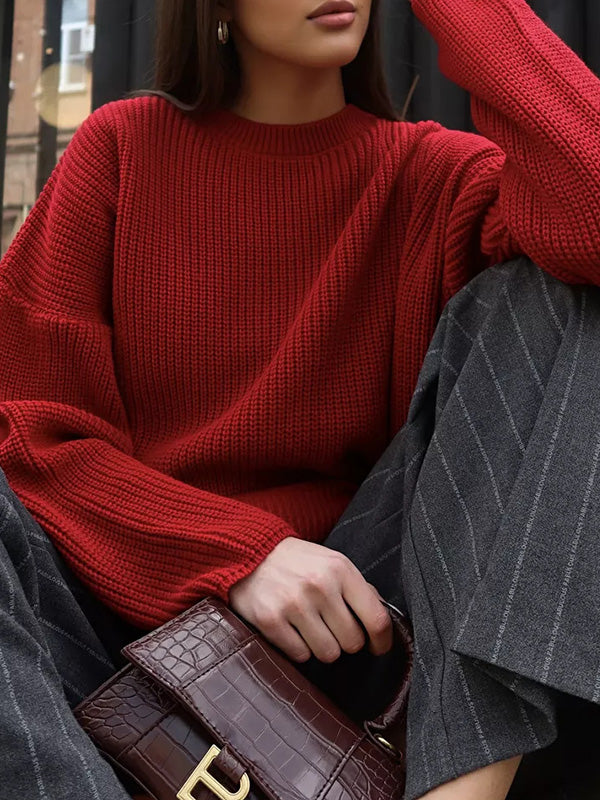 Casual Solid Color Loose Warm Sweater