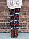 Christmas Snowflake Pattern Knitted Trousers Plus Velvet Stretch