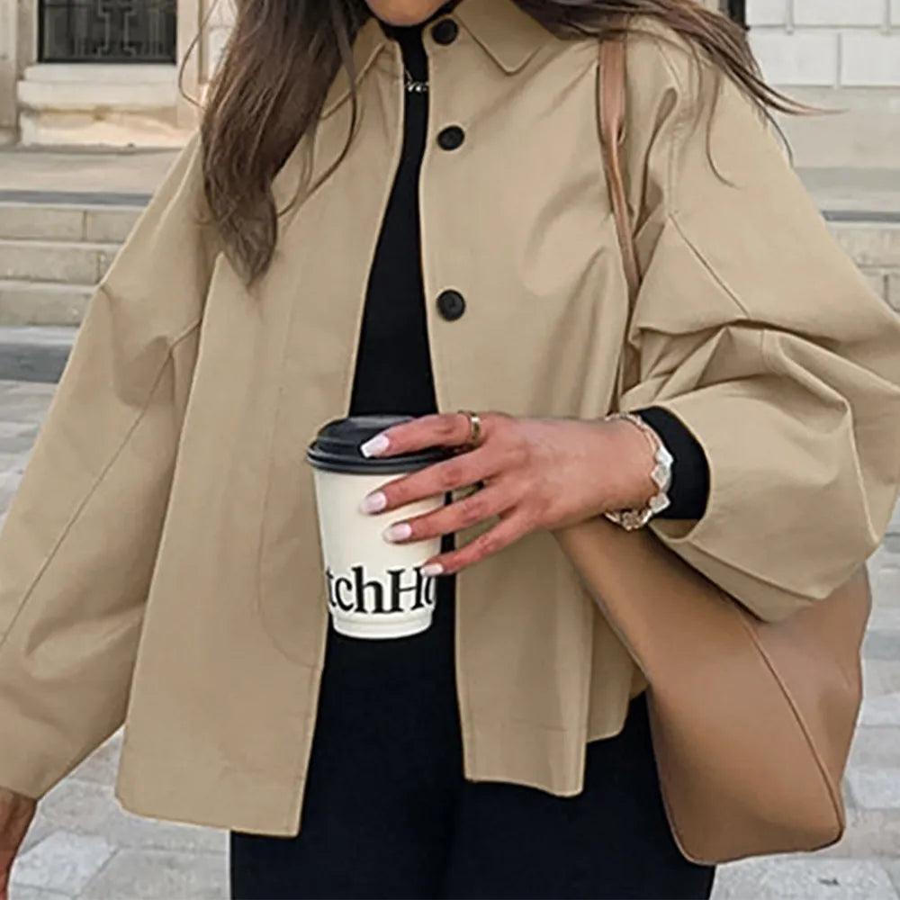 Casual French Lapel Solid Color Jacket