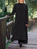 Autumn winter loose plus size knitted lace dress