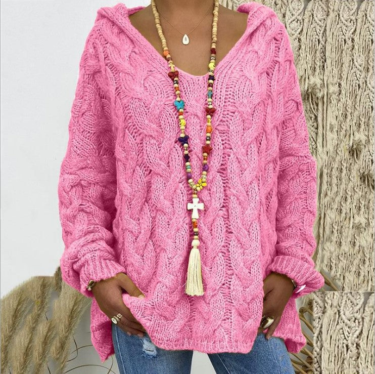 Women's Solid Color Hooded Sweater