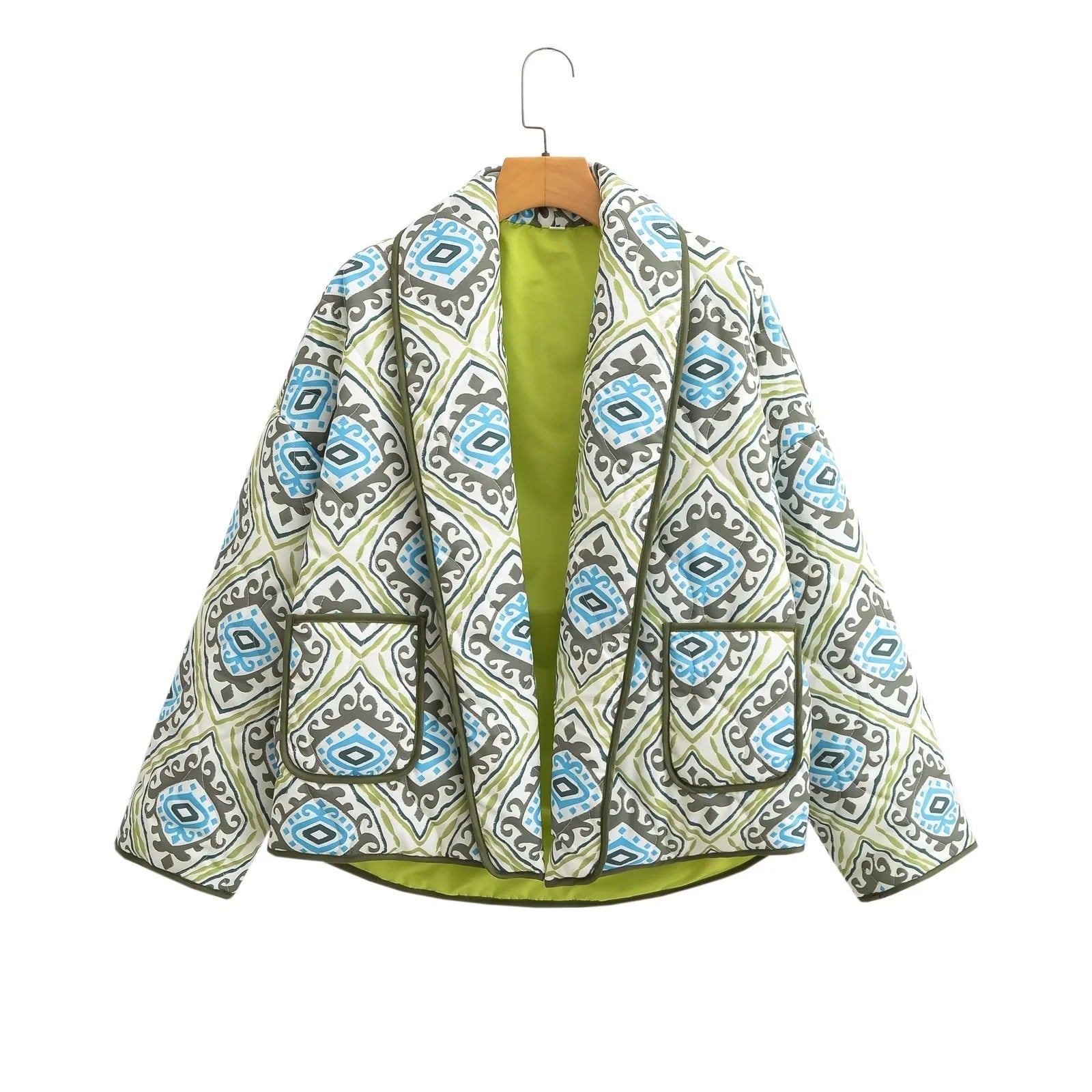 Border Printed Cotton-padded Jacket