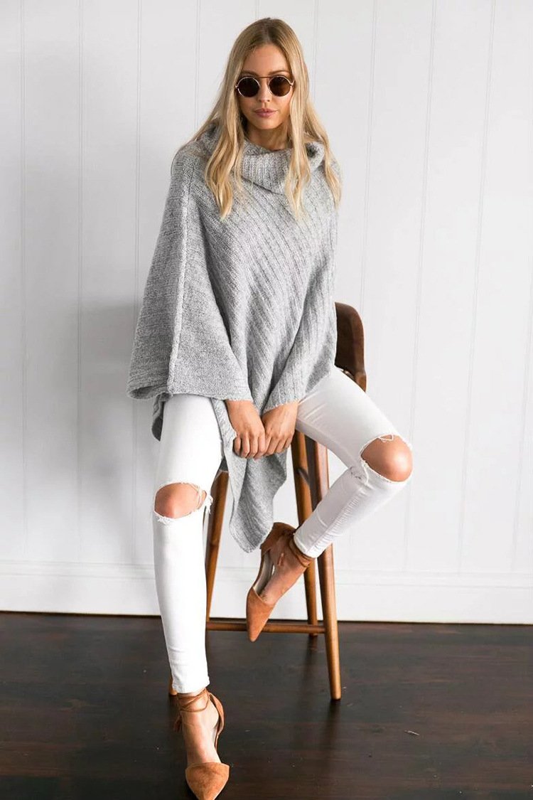 All-Matched High Neck Cloak Sweater