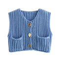 Stylish V-Neck Three-Button Sleeveless Waistcoat