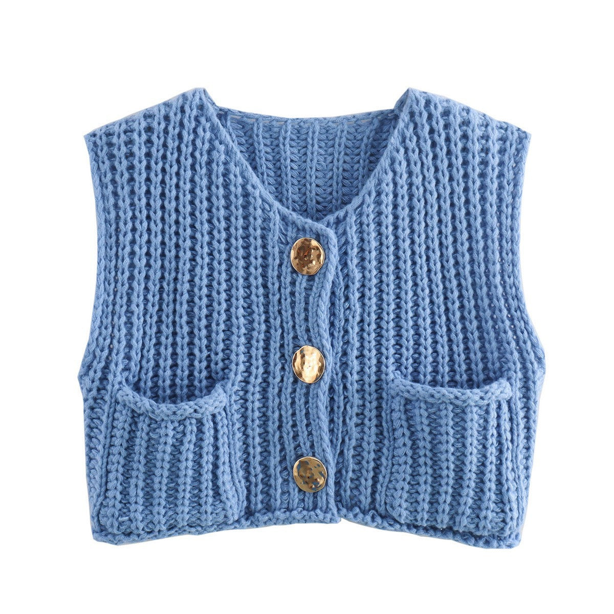 Stylish V-Neck Three-Button Sleeveless Waistcoat