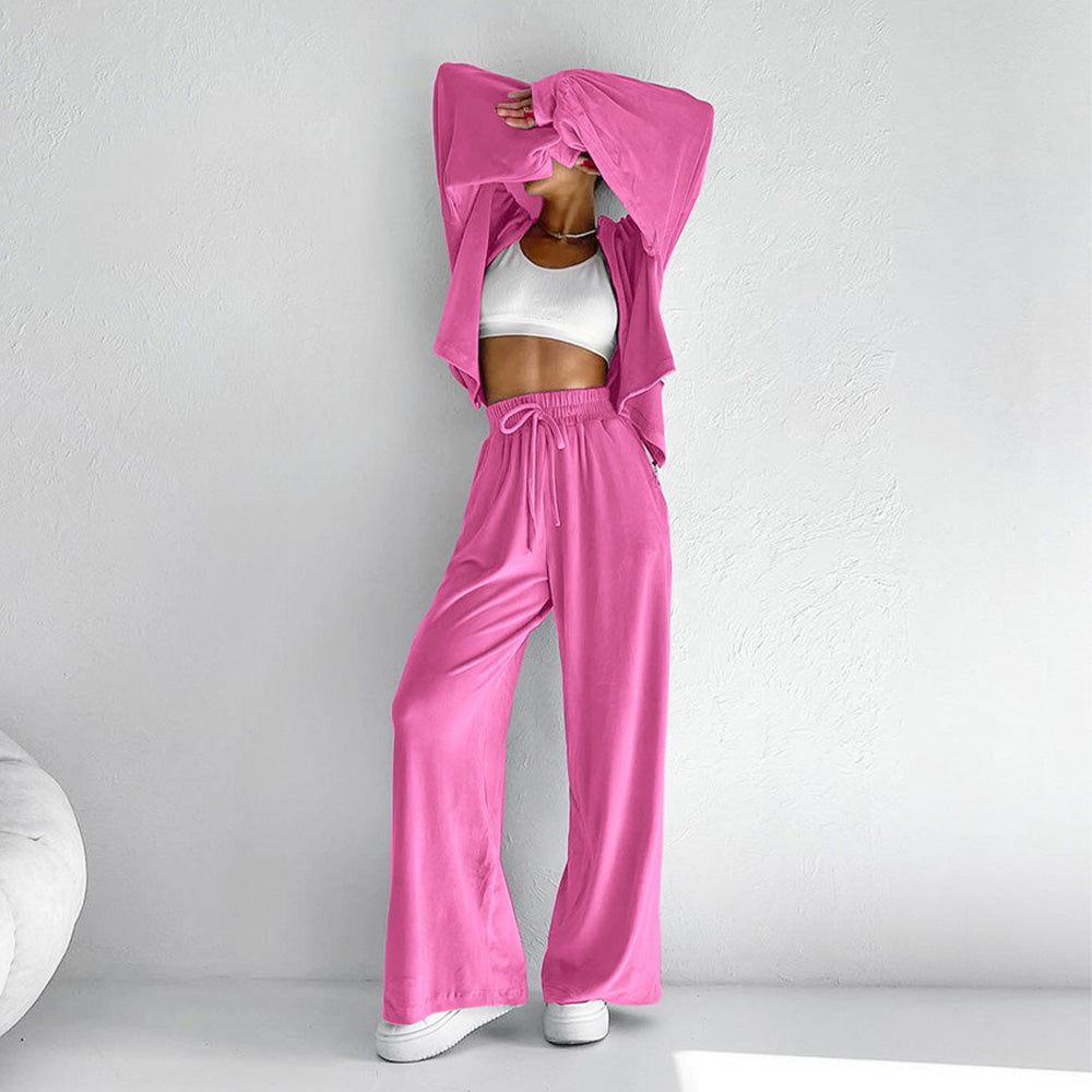 Stylish Zipper Sports Style Sweatshirt Two-Piece Set