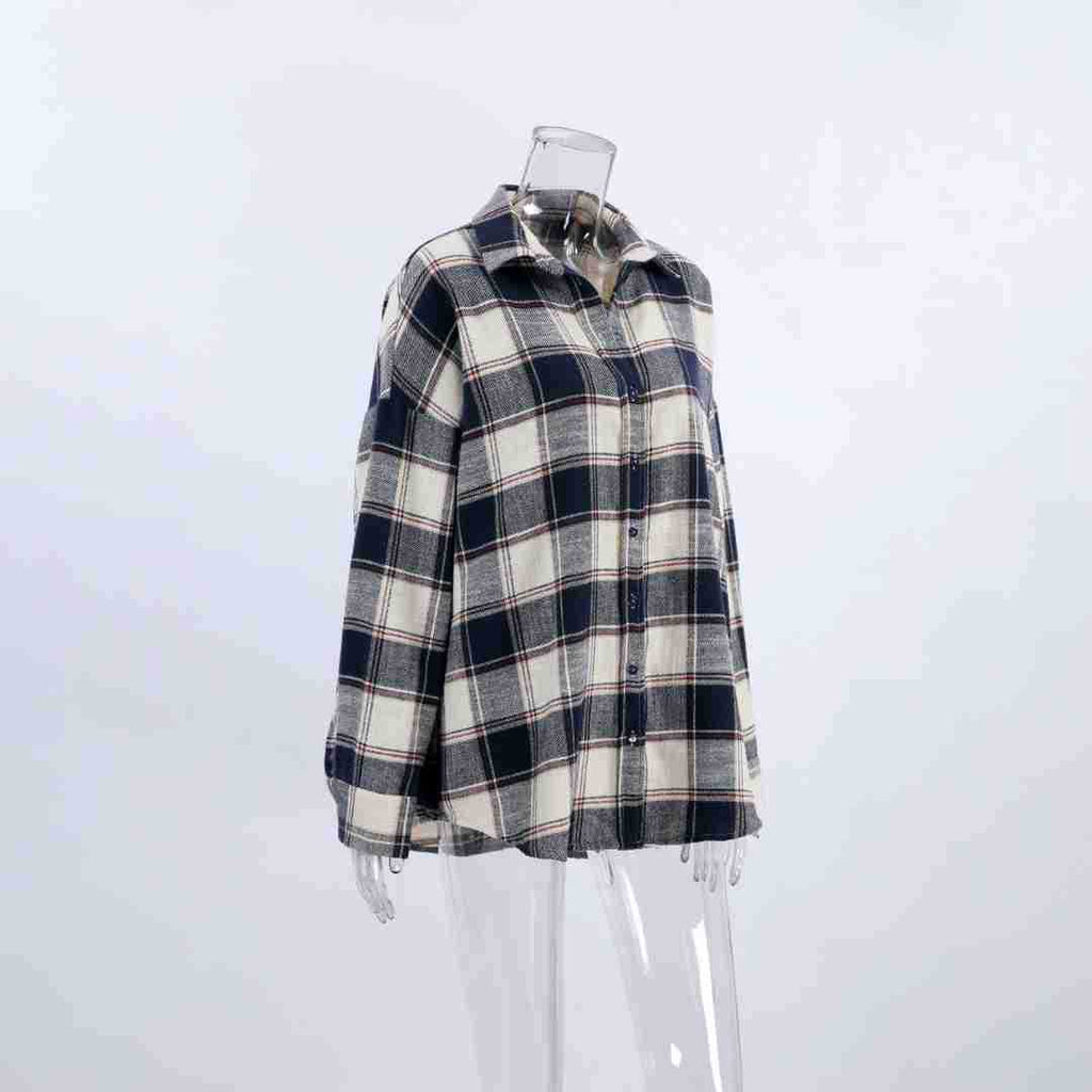 Simple Loose Plaid Shirt