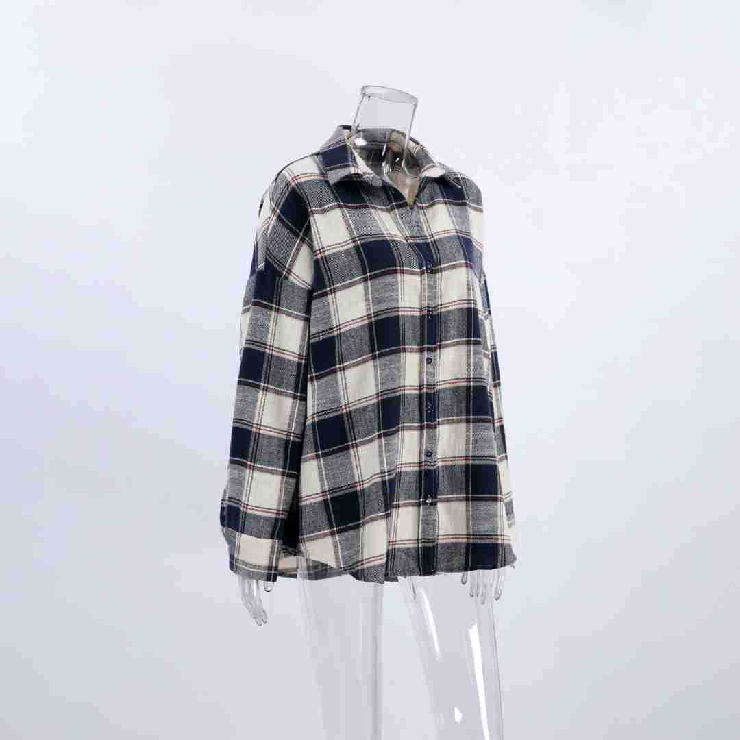 Simple Loose Plaid Shirt