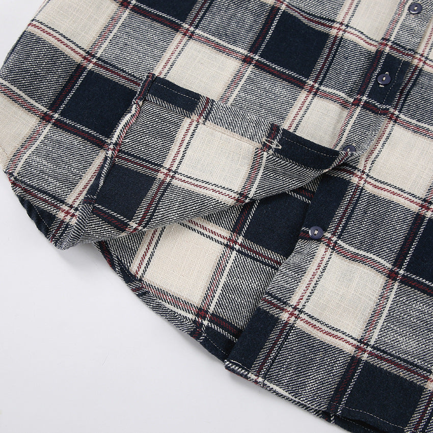 Simple Loose Plaid Shirt