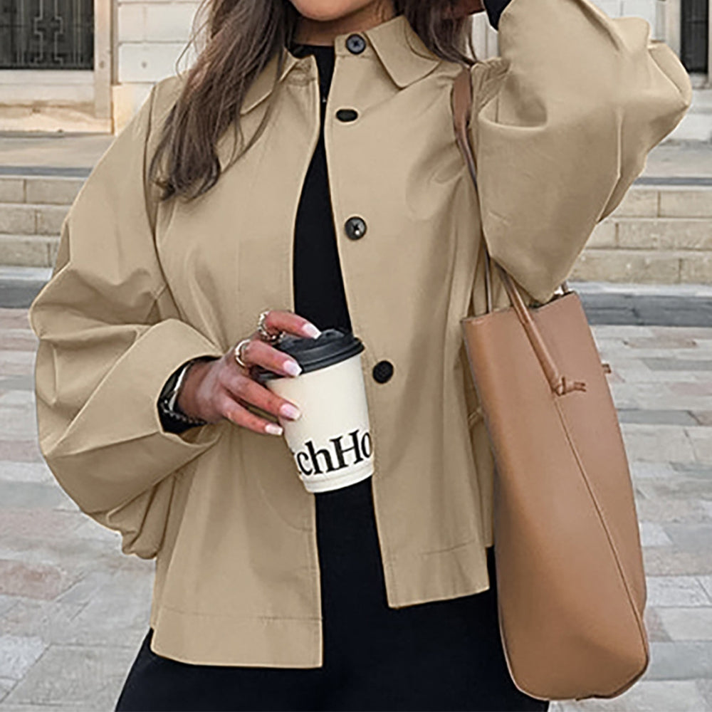 Casual French Lapel Solid Color Jacket