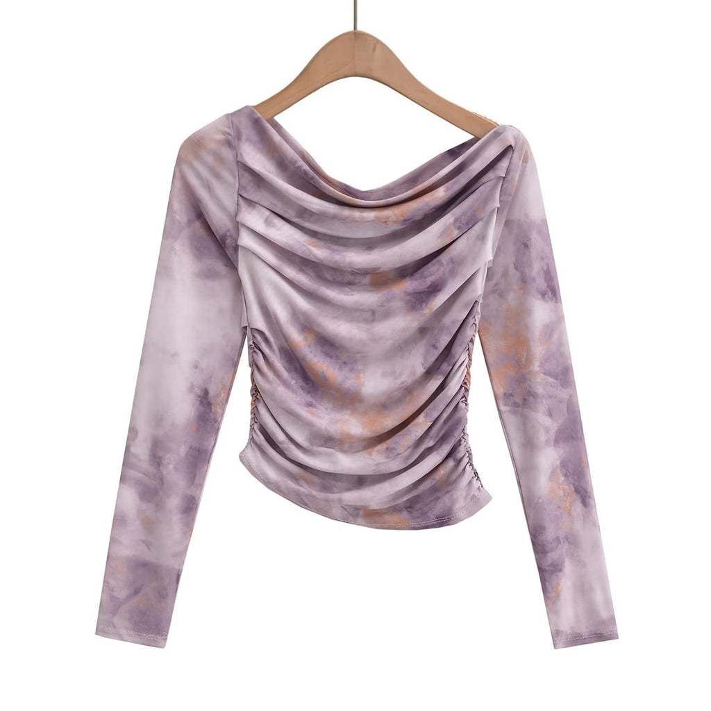 Sophisticated Tie-dye Pleated Shirt