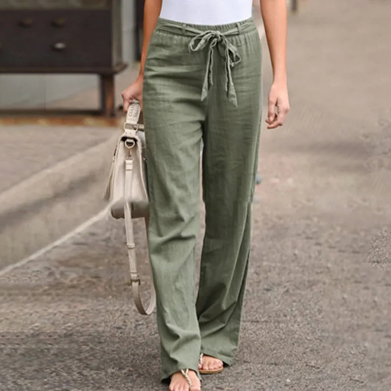 Casual Solid Color Pocket Loose Pants