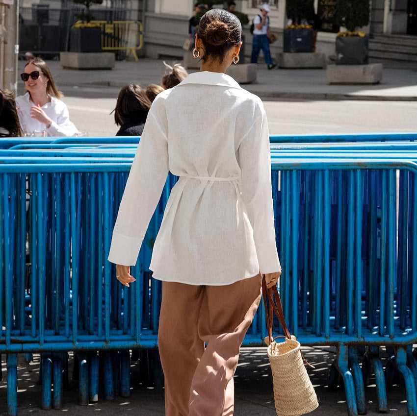 Long Sleeve Lace-Up Commuter Shirt