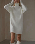 Casual high collar pit strip knitted dress